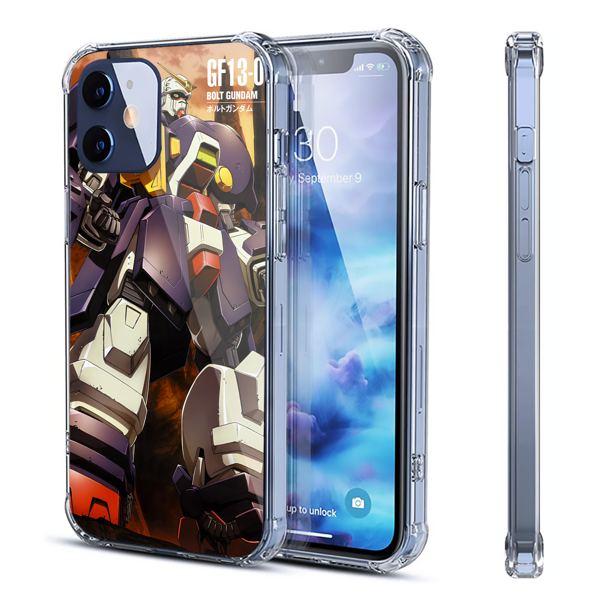 （画像用） 機動戦士ガンダム Mobile Suit Gundam 【iPhone 12シリーズ対応】透明スマホケース（クリアソフトケース）